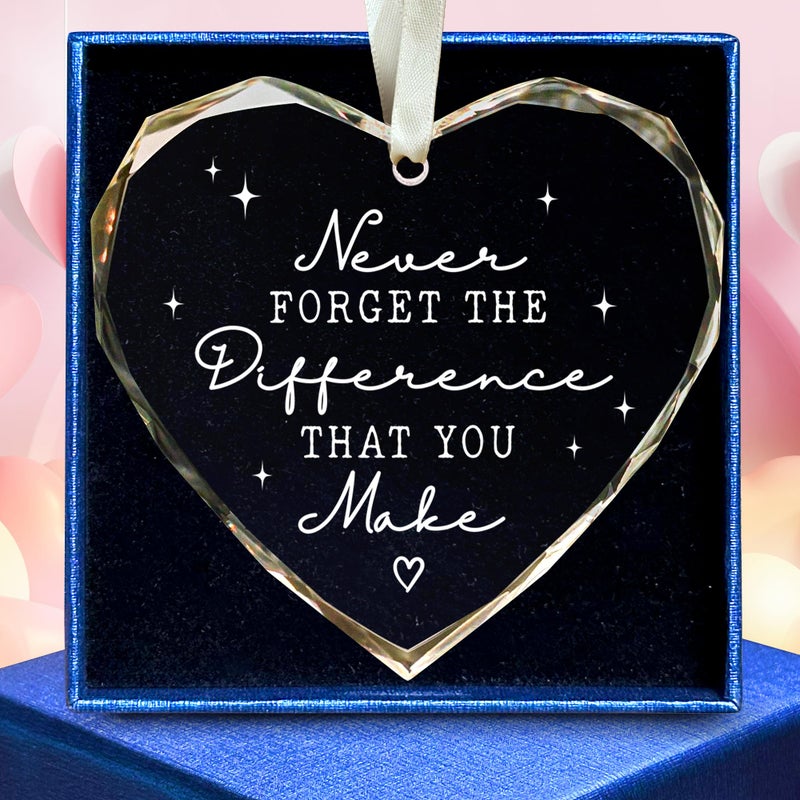 SUCHAGIFT Never Forget The Difference That You Make - Thank You Gifts for Women  Boss  Coworkers  Manager  Teacher  Nurse  Mom  Friends - Appreciation Thank You Christmas Ornaments - Glass Hanging Ornament - Image 1