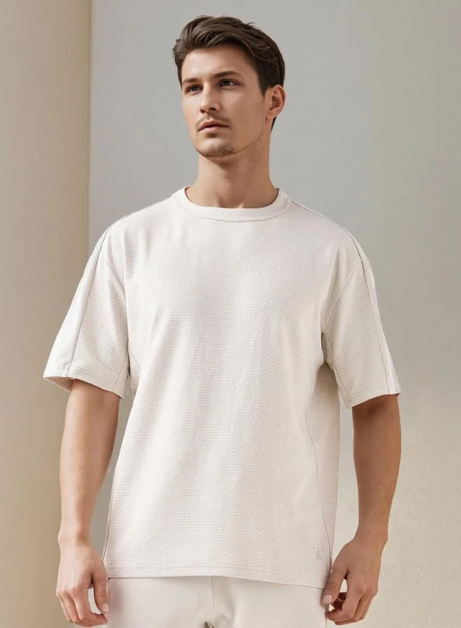 ADOT by Splash Jacquard Textured Crew Neck T-shirt