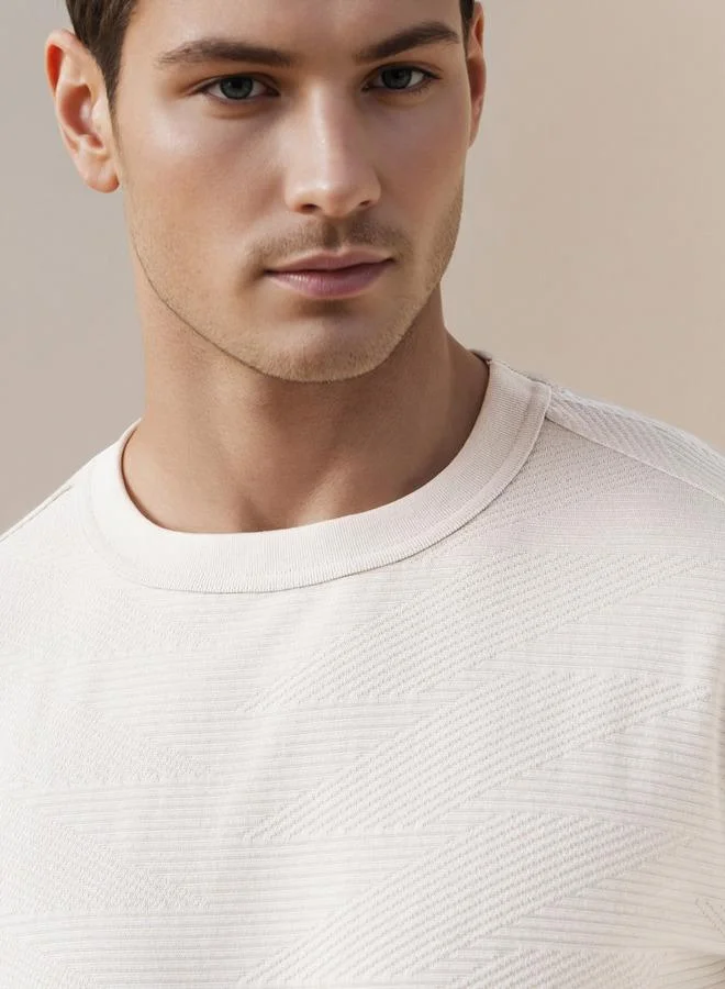 Splash Active  Jacquard Textured Crew Neck T-shirt for Men | Best Price UAE