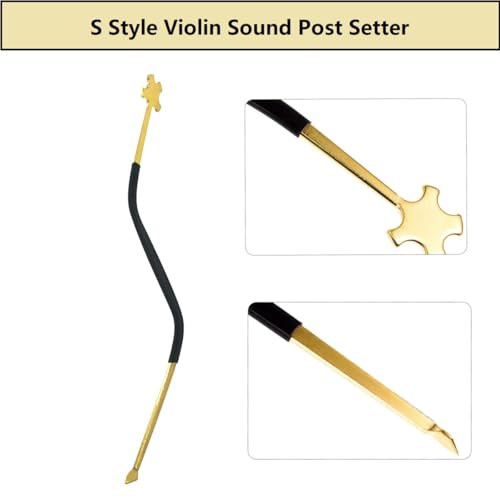 TUOREN 9Pcs Violin Tool Set Include Straight S Style Post Setter 5Pcs Violin Sound Post Retriever Clip and Gauge Luthier Install Repair Making Tool Kit - Image 3