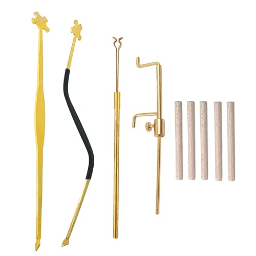 TUOREN 9Pcs Violin Tool Set Include Straight S Style Post Setter 5Pcs Violin Sound Post Retriever Clip and Gauge Luthier Install Repair Making Tool Kit - Image 1