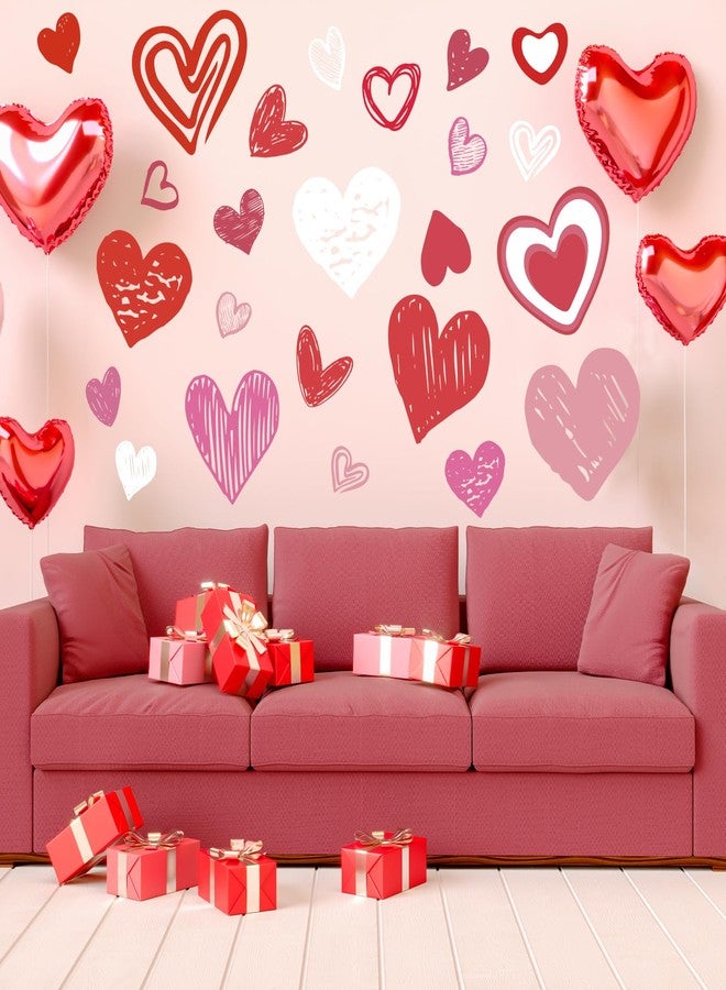 JarThenaAMCS 9 Sheets Valentine Wall Stickers Love Heart Wall Decals Large Room Mural Stickers for Wedding Anniversary Party, 7.9 x 11.8 Inch - Image 3