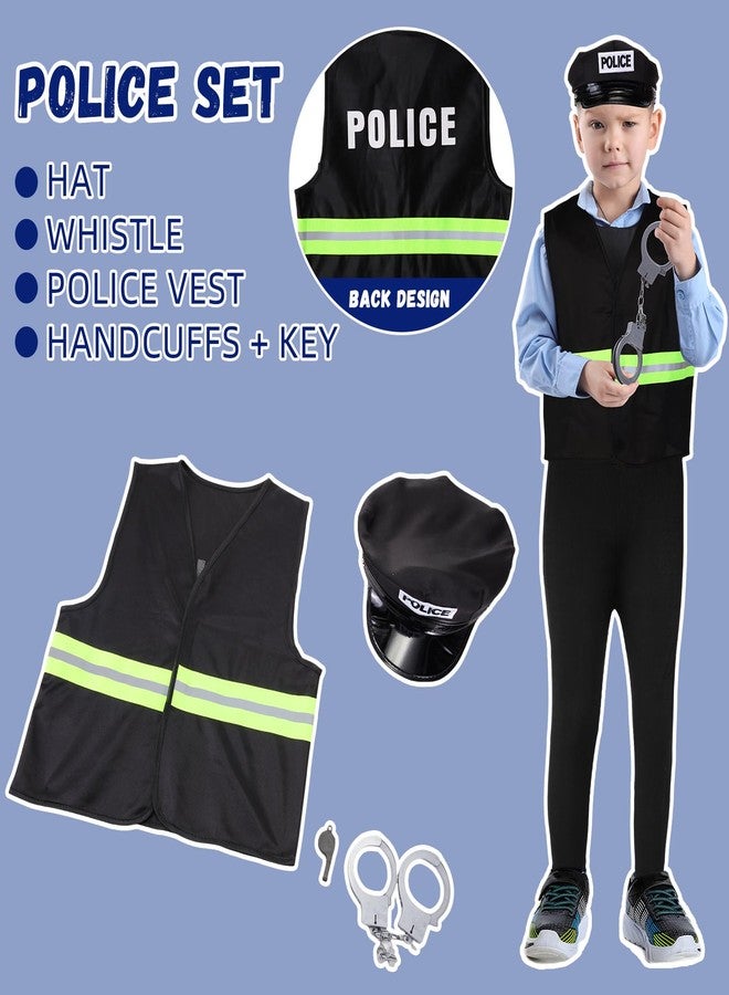 Vicenpal 4 Sets Kids Dress up Costumes Police Officer Doctor Construction Worker Fireman Costume Scientist Lab Dress up Clothes Accessories for Boys and Girls Pretend Role - Image 4