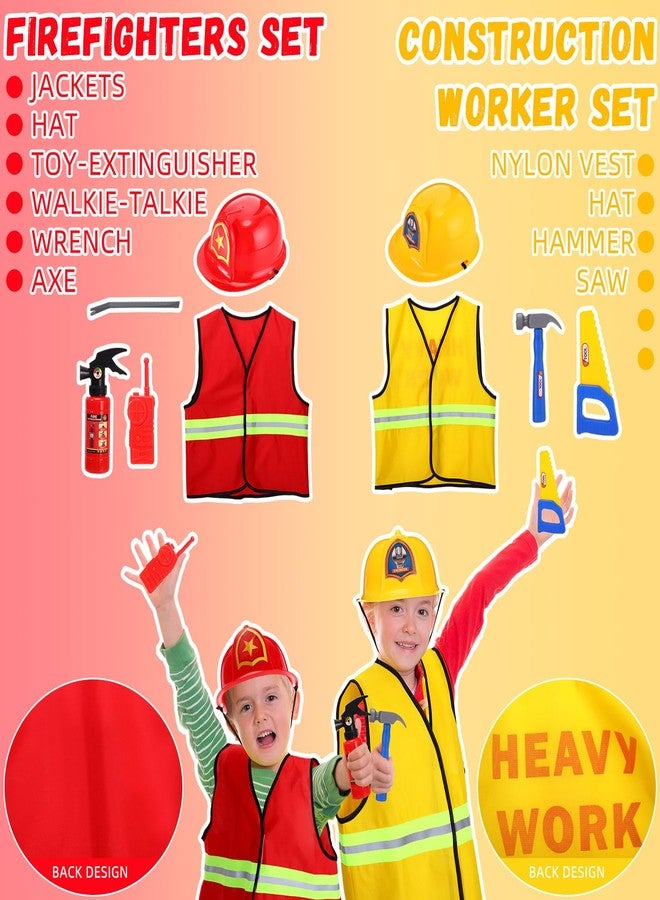 Vicenpal 4 Sets Kids Dress up Costumes Police Officer Doctor Construction Worker Fireman Costume Scientist Lab Dress up Clothes Accessories for Boys and Girls Pretend Role - Image 5