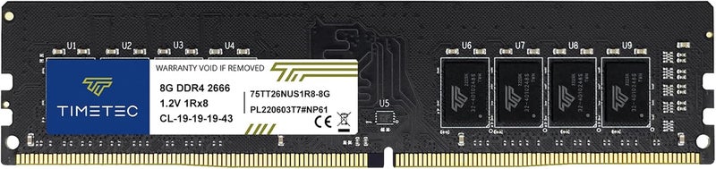 Timetec 8 جيجابايت DDR4 2666 ميجاهرتز PC4-21300 غير متوازن غير مخزن 1.2 فولت CL19 1Rx8 مرتبة واحدة 288 دبوس UDIMM ترقية ذاكرة الكمبيوتر المكتبي (8 جيجابايت) - Image 1