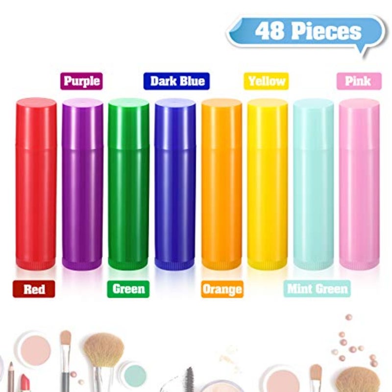48 Pcs Lip Balm Tubes 5ml Empty Colorful Containers Bulk for DIY Lipstick Cosmetic Packaging Lip Gloss Tubes Refillable, Homemade Lip-balm, Small Business and Beginners - Image 2