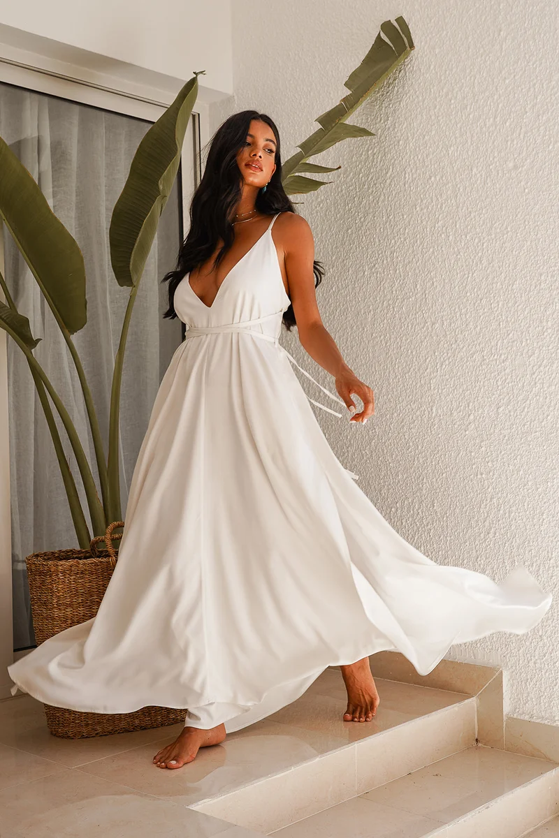 NOMAD Plunge Maxi Dress with Side Slit