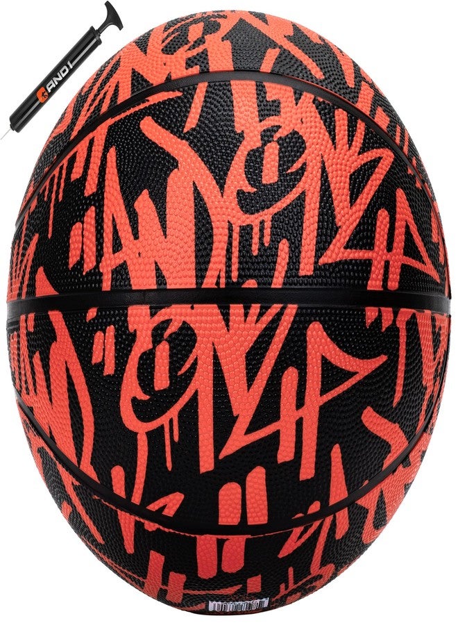 AND1 Fantom Graffiti 28.5 Rubber Basketball - Intermediate Streetball for Indoor/Outdoor Play, Size 6 Includes Pump - Image 1