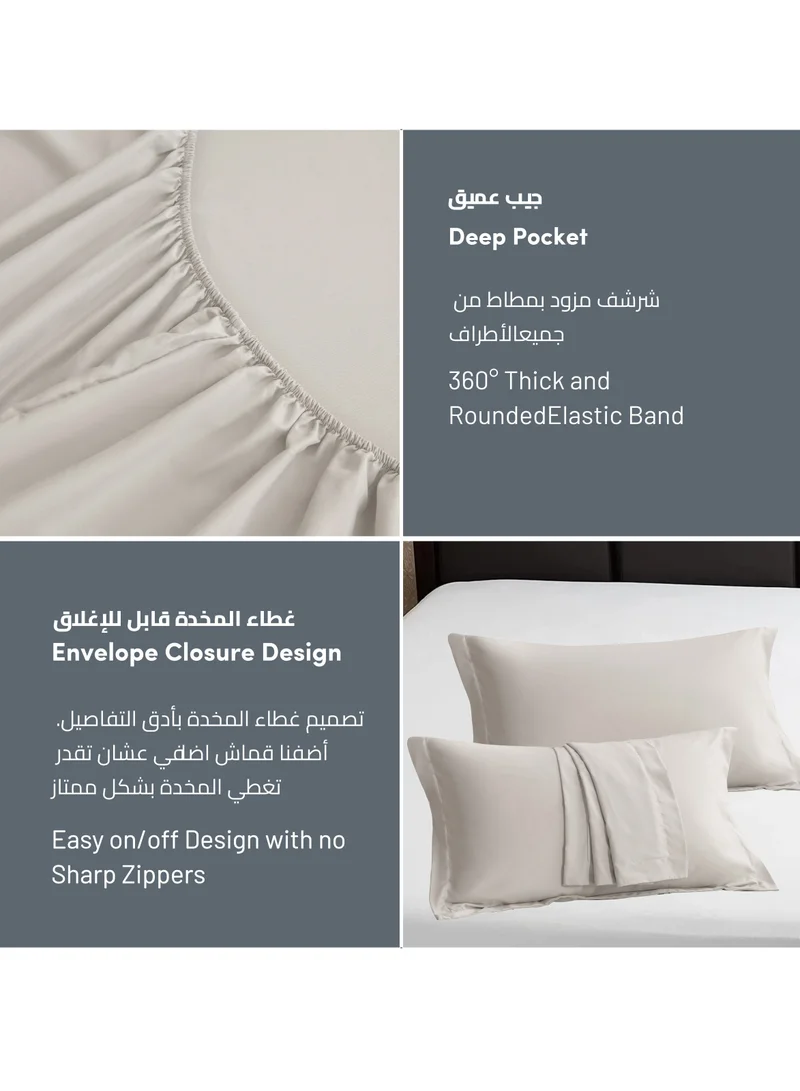 Donetella Bedding Fitted Sheet 3-Pcs King Size Solid Bed Sheet Set Fits(180x200CM) With Pillowcases And 35 CM Extra Deep Brushed Microfiber Bed Sheet,Light Beige