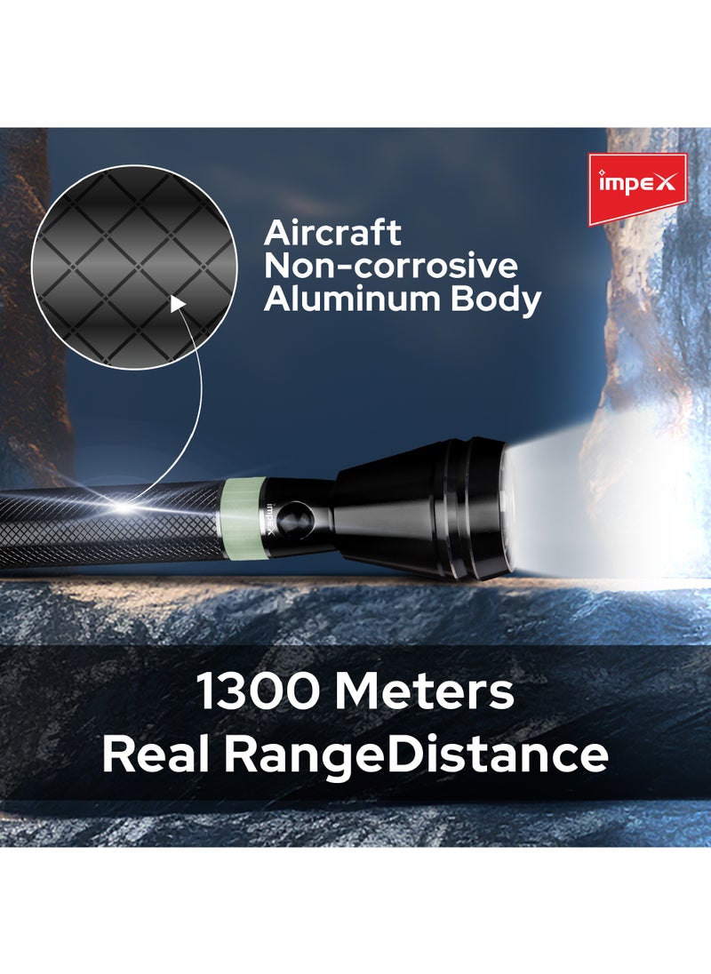 Impex - Torch 3SC Rechargeable LED Flashlight - Aircraft Non-Corrosive Aluminum Body | 3W Cree LED | 3000mAh Lithium Battery | 300m Beam Range | 8-Hour Charging | 4-8 Hours Working Time | 140-160 Lumens - Image 1
