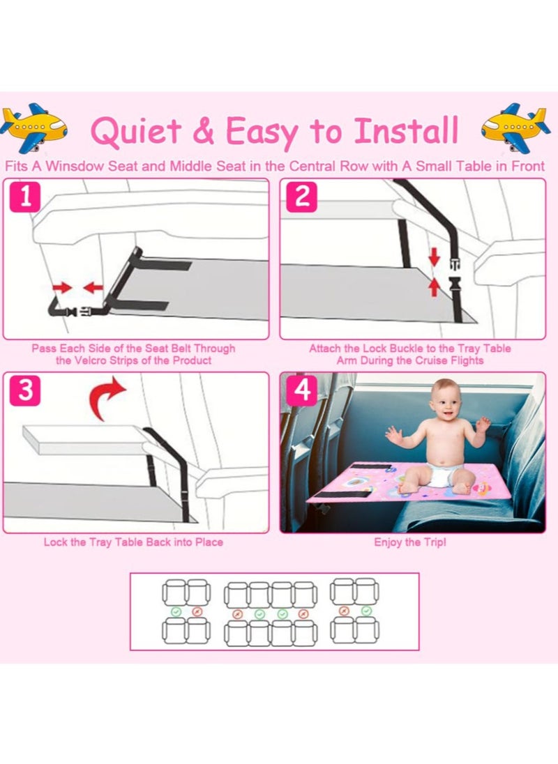 Excefore Toddler Airplane Bed, Kids Airplane Seat Extender Travel Bed, Airplane Seat Extender for Kids, Kids Airplane Travel Essentials, Baby Portable Plane Bed Foot Rest for Flights (Pink)  - Image 5