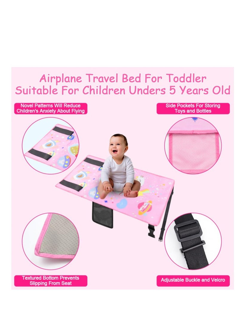Excefore Toddler Airplane Bed, Kids Airplane Seat Extender Travel Bed, Airplane Seat Extender for Kids, Kids Airplane Travel Essentials, Baby Portable Plane Bed Foot Rest for Flights (Pink)  - Image 3