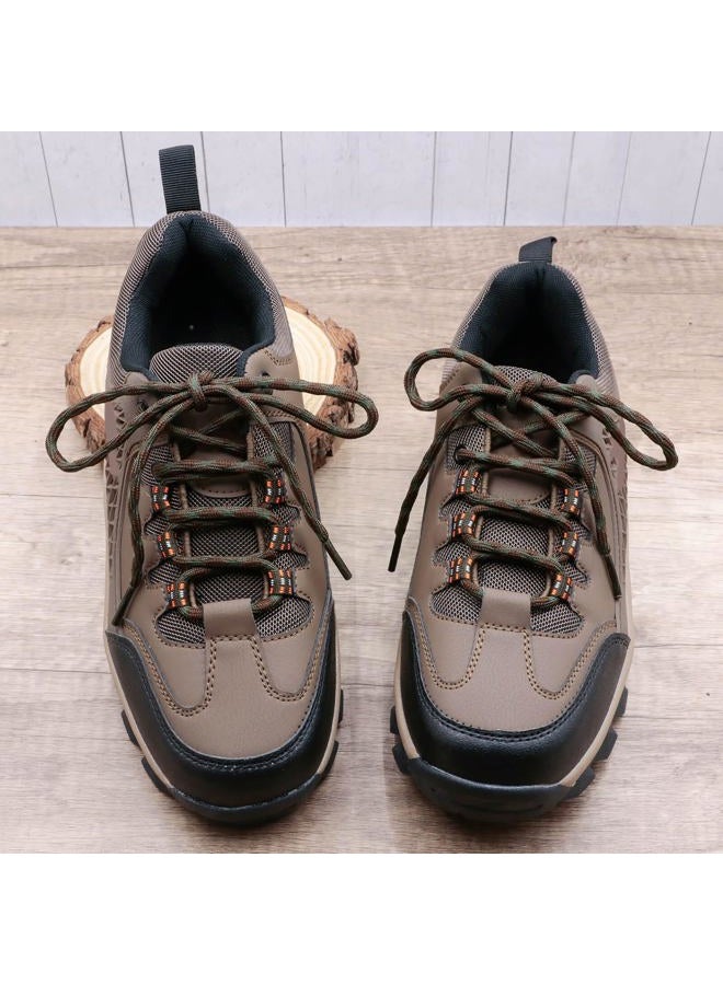 DELELE 2 Pair Round Wave Shape Non Slip Heavy Duty and Durable Outdoor Climbing Shoelaces Hiking Shoe Laces Shoestrings, 14 Dark Green&coffee, 47 inch (120CM) - Image 2