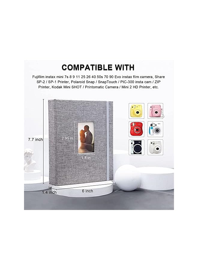 The Bros ألبوم صور بولارويد ميني 208 جيب 2x3 بوصة للصور لكاميرات فوجي فيلم إنستكس ميني 7s 8 9 11 25 26 40 50s 90 إيفو Z2300 وكاميرا بولارويد سناب (رمادي) - Image 3