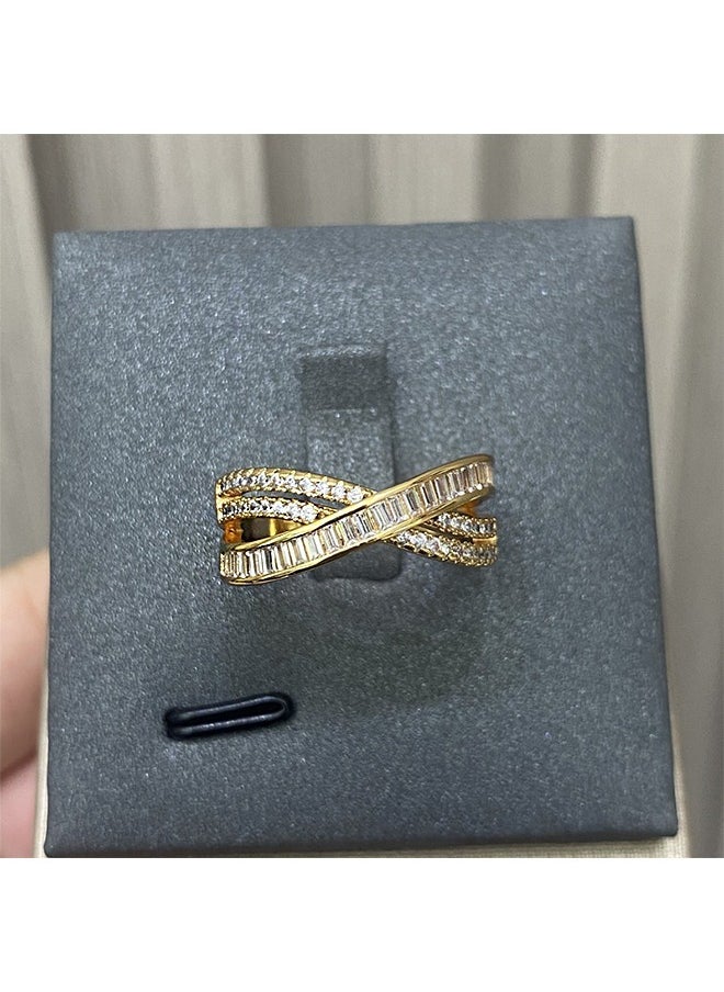 Beyond Cross Knot Diamond Ring, 14K Gold Plated Anti Fading Titanium Ruby Ring, Luxury Ring for Women and Men (Gold)  - Image 4