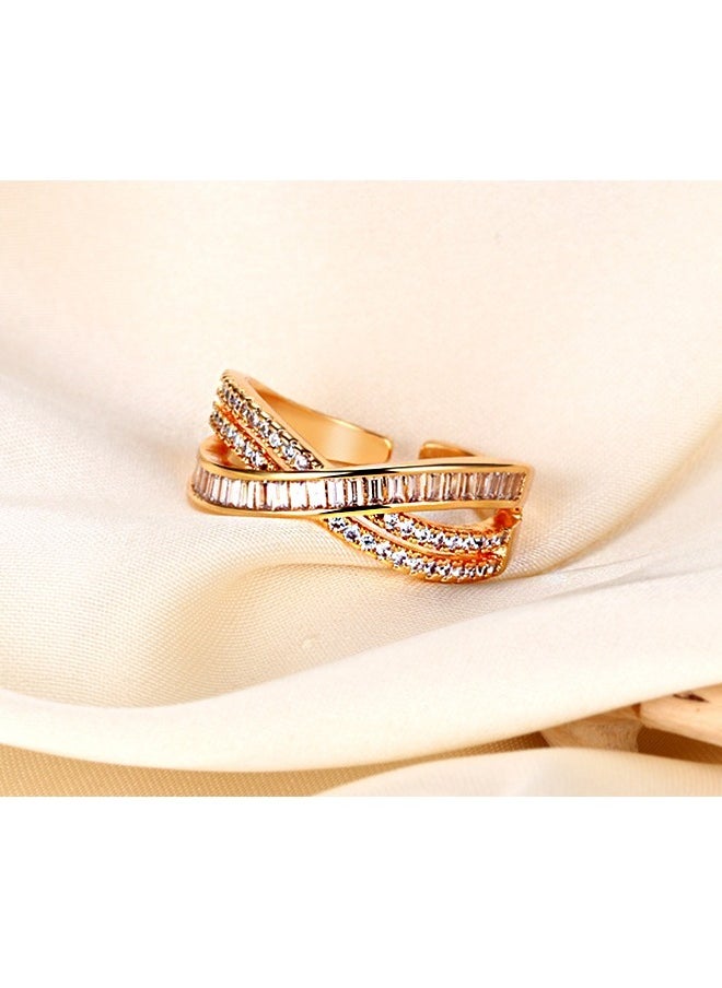 Beyond Cross Knot Diamond Ring, 14K Gold Plated Anti Fading Titanium Ruby Ring, Luxury Ring for Women and Men (Gold)  - Image 1