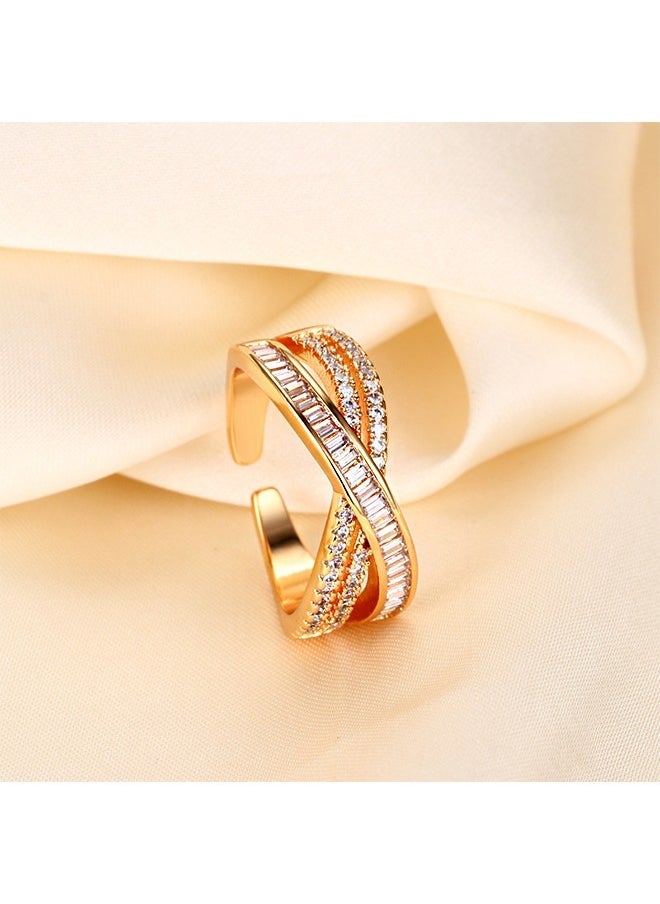 Beyond Cross Knot Diamond Ring, 14K Gold Plated Anti Fading Titanium Ruby Ring, Luxury Ring for Women and Men (Gold)  - Image 3