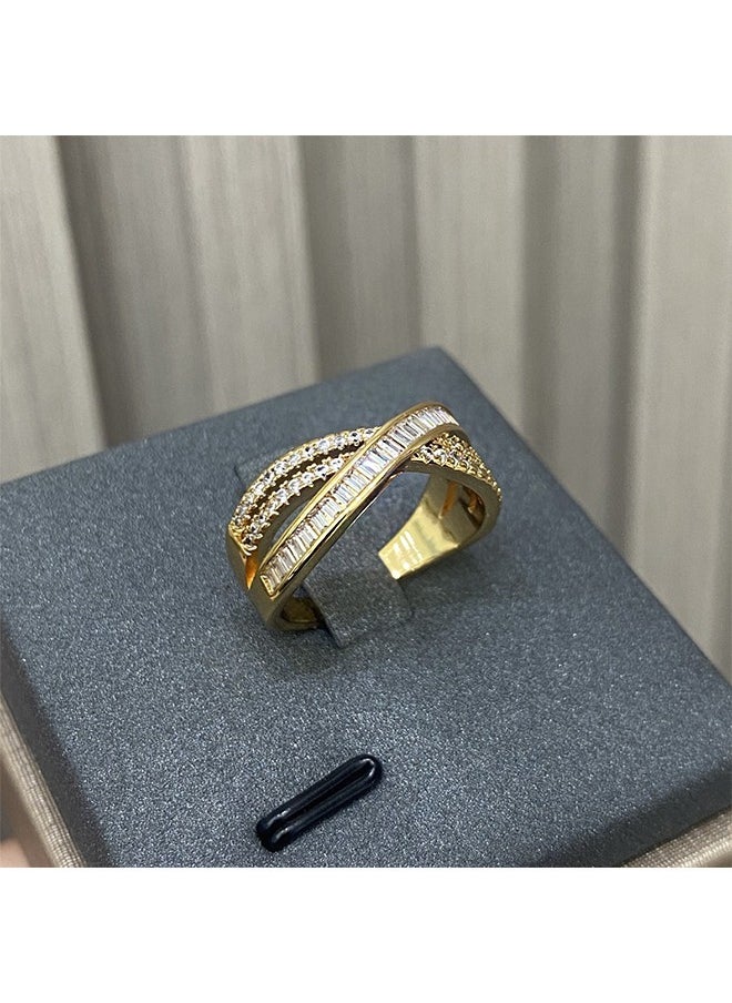Beyond Cross Knot Diamond Ring, 14K Gold Plated Anti Fading Titanium Ruby Ring, Luxury Ring for Women and Men (Gold)  - Image 5