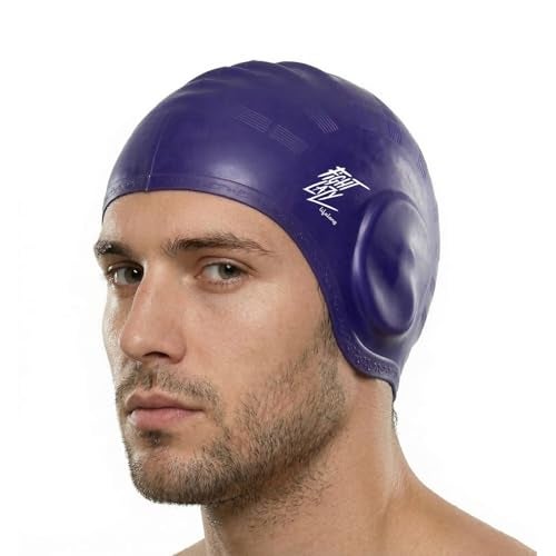 Lifelong Swimming Ear Guard Cap for Men & Women| Swim Hair Caps for Short Hair| Waterproof Head Cover Cap| Silicone Hair Cover Cap for Adults| Pool Cap| Swimming Accessories(Purple) - Image 1
