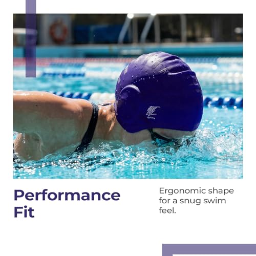 Lifelong Swimming Ear Guard Cap for Men & Women| Swim Hair Caps for Short Hair| Waterproof Head Cover Cap| Silicone Hair Cover Cap for Adults| Pool Cap| Swimming Accessories(Purple) - Image 3