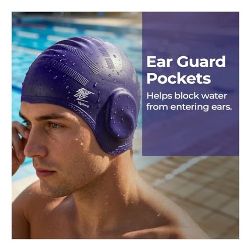 Lifelong Swimming Ear Guard Cap for Men & Women| Swim Hair Caps for Short Hair| Waterproof Head Cover Cap| Silicone Hair Cover Cap for Adults| Pool Cap| Swimming Accessories(Purple) - Image 4