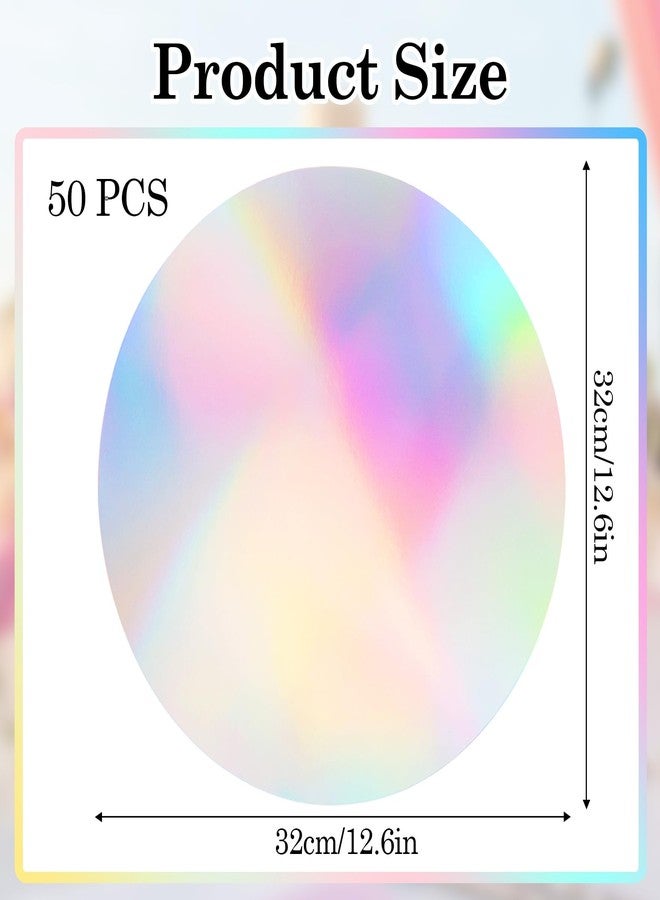 Klmnop 50Pcs Iridescent Round Paper Placemat, 12.6" Disposable Paper Placemats for Dining Table Decoration, Holographic Decorative Mat for Mermaid Themed Birthday Party Wedding Decor Table Setting - Image 2