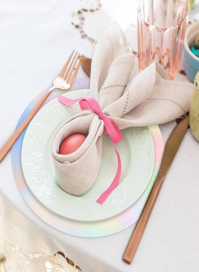 Klmnop 50Pcs Iridescent Round Paper Placemat, 12.6" Disposable Paper Placemats for Dining Table Decoration, Holographic Decorative Mat for Mermaid Themed Birthday Party Wedding Decor Table Setting - Image 5