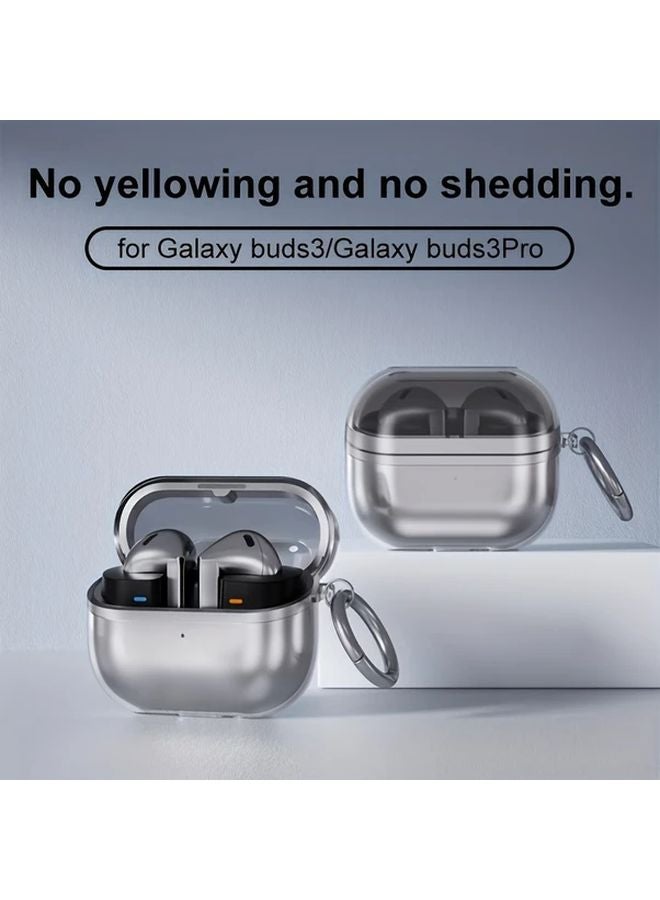 غطاء واقي شفاف من TPU مع سلسلة مفاتيح لسماعات Samsung Galaxy Buds3 وBuds3 Pro، مقاوم للاصفرار والسقوط. - Image 2