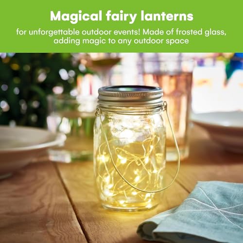 Litverse Hanging Solar Mason Jar Light, 20LEDs with Jar and Hanger, IP65 Waterproof Decorative Solar Lantern Table Light for Outdoor Lawn Home Garden Yard Patio Decor, Warm White - Pack 1 - Image 2