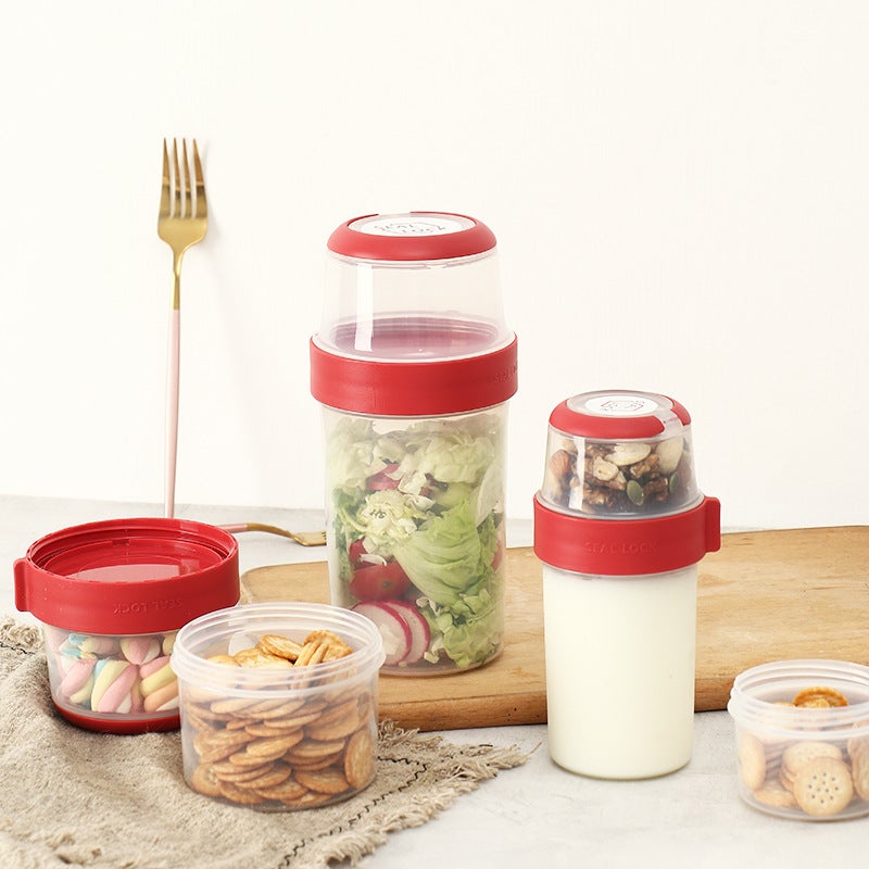 Salad Cup Round Fresh-Keeping Box Fruit Box Picnic Box Oatmeal Cup Lunch Box Microwave Sealed Jar - Image 4