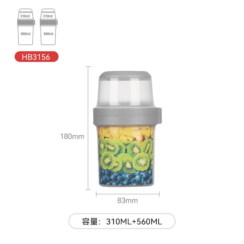 Salad Cup Round Fresh-Keeping Box Fruit Box Picnic Box Oatmeal Cup Lunch Box Microwave Sealed Jar - Image 1