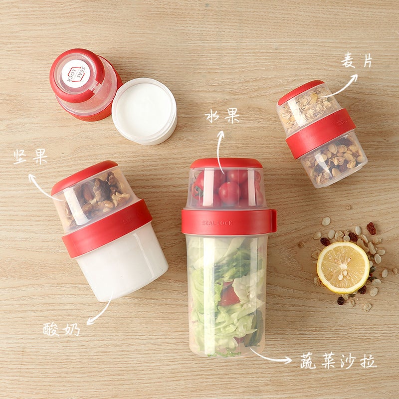 Salad Cup Round Fresh-Keeping Box Fruit Box Picnic Box Oatmeal Cup Lunch Box Microwave Sealed Jar - Image 3