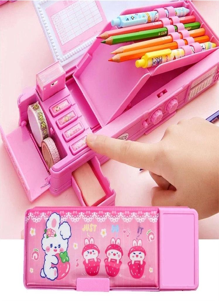 Eckek - Girl Cute Password Cartoon Combination Lock Plastic Stationery Box Pen Case Pencil Box Pencil Case - Image 1