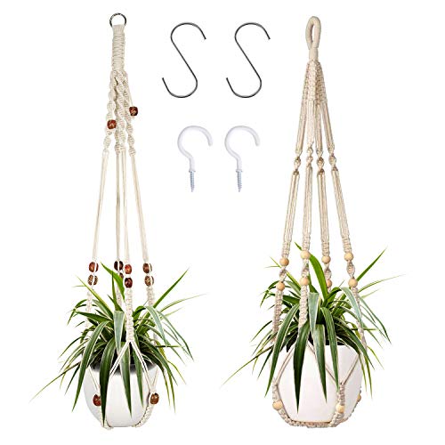 Augshy Macrame Plant Hanger, 2 Packs Plant Hangers, Hanging Planter for Indoor Plants Decorative Macrame Pot Hanger for Home Decor - Image 1