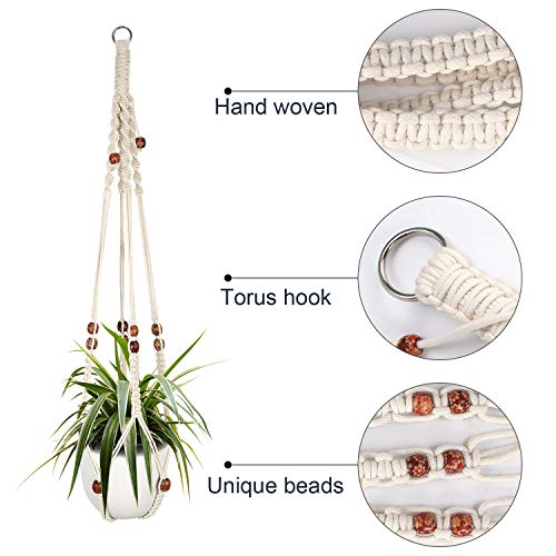 Augshy Macrame Plant Hanger, 2 Packs Plant Hangers, Hanging Planter for Indoor Plants Decorative Macrame Pot Hanger for Home Decor - Image 3