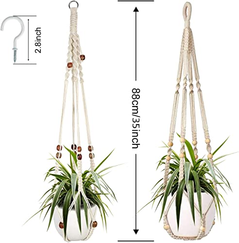 Augshy Macrame Plant Hanger, 2 Packs Plant Hangers, Hanging Planter for Indoor Plants Decorative Macrame Pot Hanger for Home Decor - Image 2