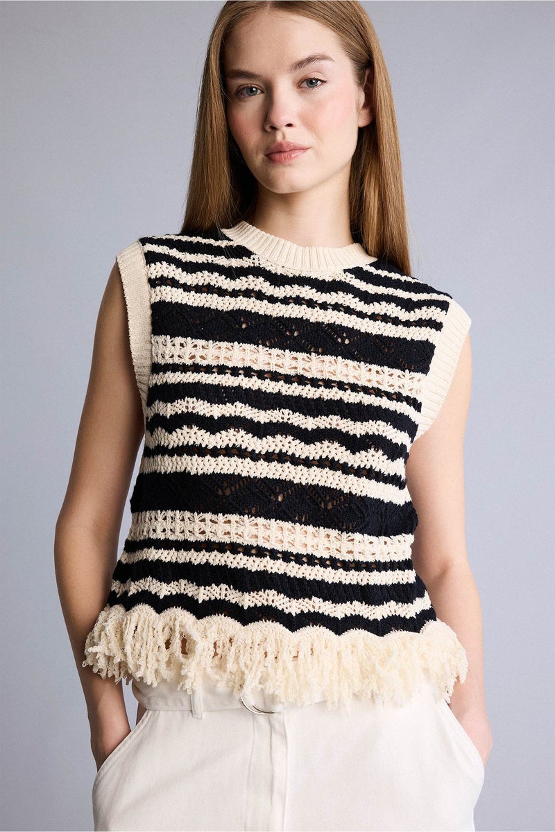 DeFacto Beige Woman Regular Fit Crew Neck Vest Casual - Image 3