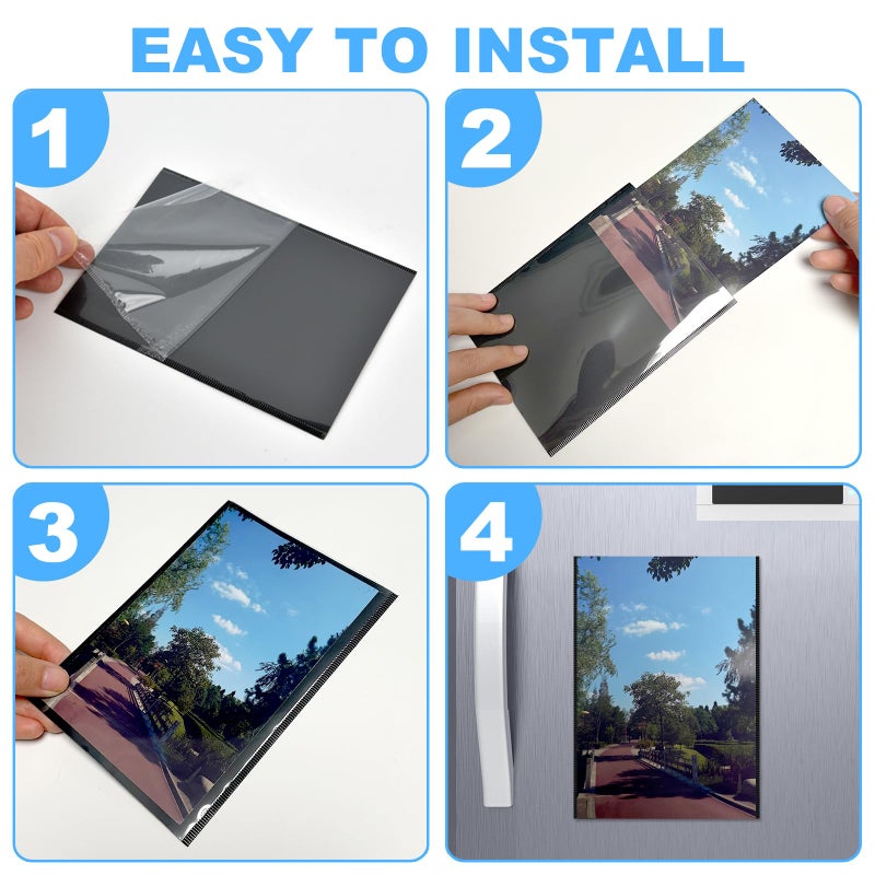 Mositear 10 Pack 4""x6"" Premium Super Slim Magnetic Picture Pockets Frames with Black Holds 4 x 6 inches Photo for Refrigerator | NEW VERSION | EASE of INSERTING - Image 2