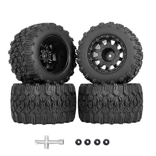 RC Station 12mm Hex RC Wheels and Tires 28 RC Tires 110 Scale RC Truck Tires Wheels for Traxxas Rustler Stampede Hoss 2wd 4x4 vxl Tires Wheels Arrma Redcat RIAARIO AMORIL Tires Wheels Preglued 4PCS - Image 1