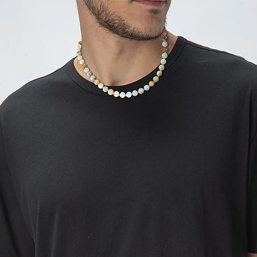 GAVU Handmade Faceted Amazonite Necklace for Men Mens Crystal Beaded Necklace 20 - Image 3