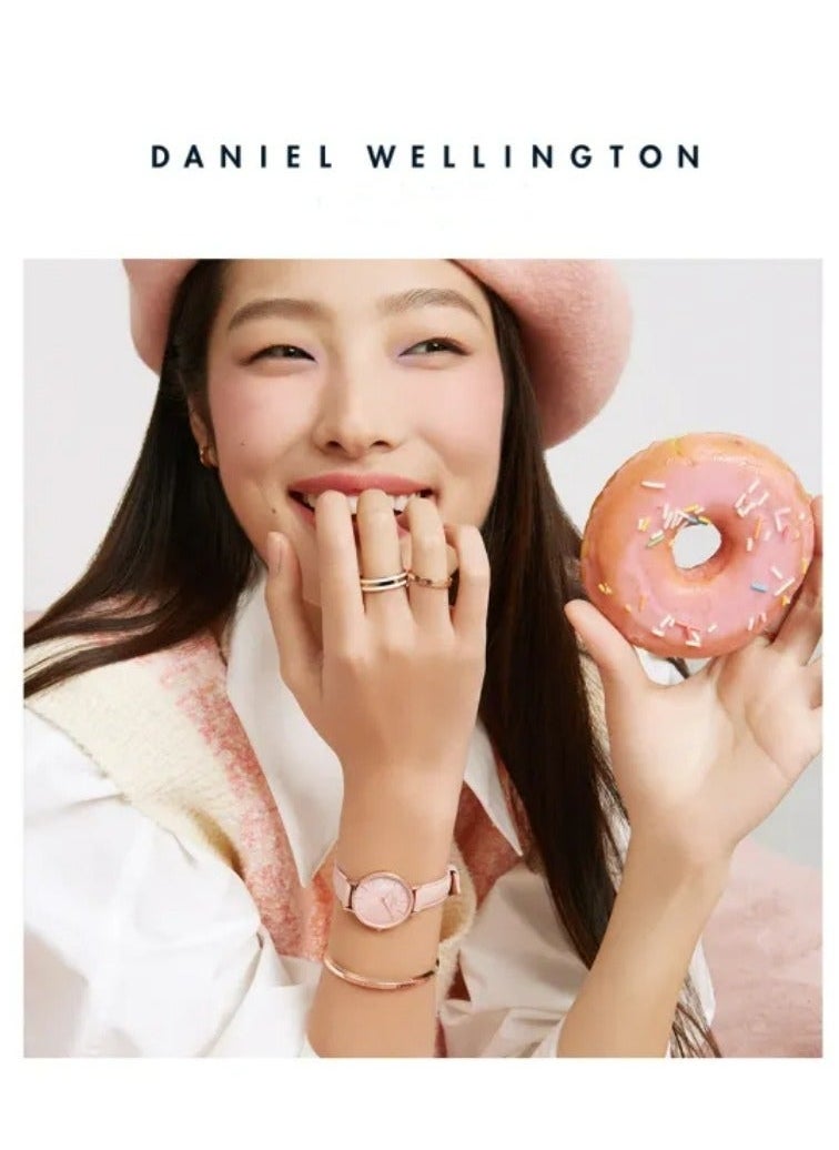 DANIEL WELLINGTON - Daniel Wellington Petite Cherry Blossom Watches for Women with Pink Leather Strap 28mm DW00100633 - Image 1