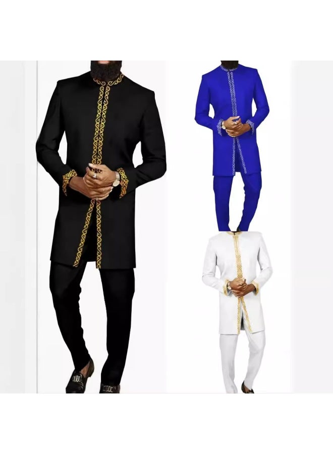 Abaya - Men's Traditional Embroidered Suit 2-Piece - 2XL - Wedding Suit, Islamic Clothing, Muslim Wear, Formal Wear, Dubai Thobe - Image 2