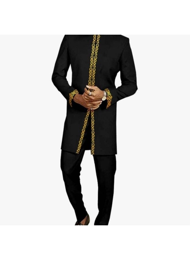 Abaya - Men's Traditional Embroidered Suit 2-Piece - 2XL - Wedding Suit, Islamic Clothing, Muslim Wear, Formal Wear, Dubai Thobe - Image 3