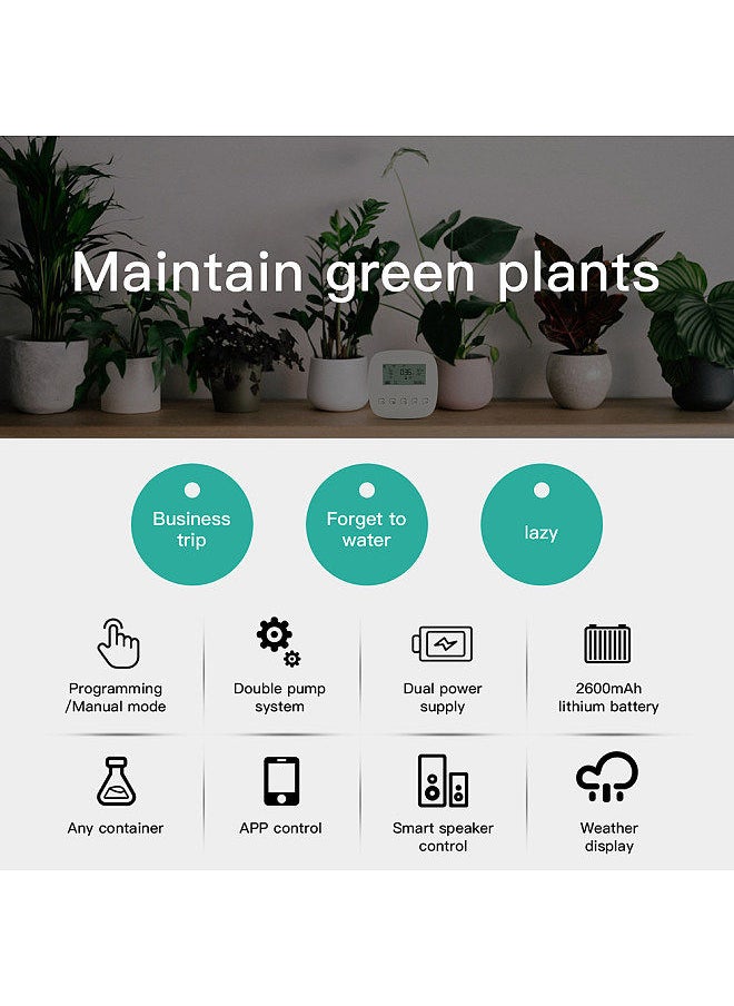 Tuya WiFi Digital Water Timer Intelligent Automatic Micro-drip Irrigation Controller with Solar Panel for Automatic Garden Watering System Compatible with Alexa Google Voice Control
