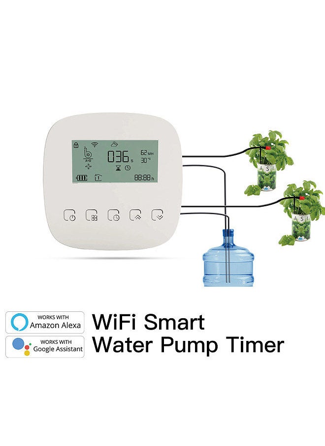 Tuya WiFi Digital Water Timer Intelligent Automatic Micro-drip Irrigation Controller with Solar Panel for Automatic Garden Watering System Compatible with Alexa Google Voice Control