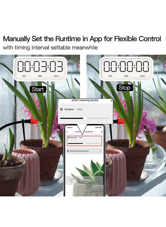 Tuya WiFi Digital Water Timer Intelligent Automatic Micro-drip Irrigation Controller with Solar Panel for Automatic Garden Watering System Compatible with Alexa Google Voice Control