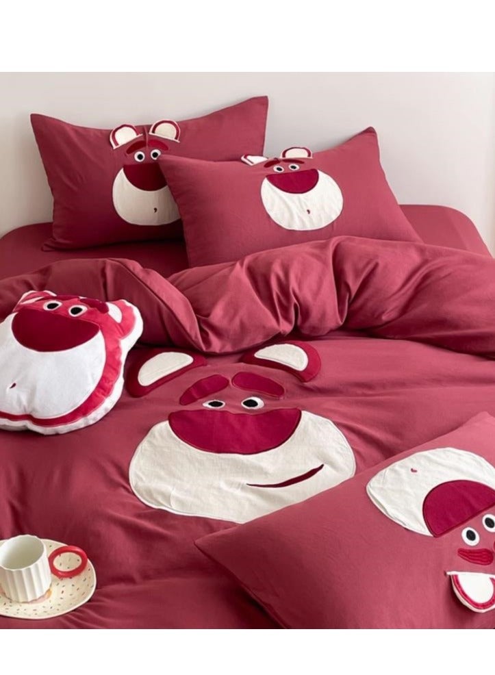 Fitted Sheet Style — High End Cartoon Pattern Washed Cotton Bedding Four Piece Set - Image 1