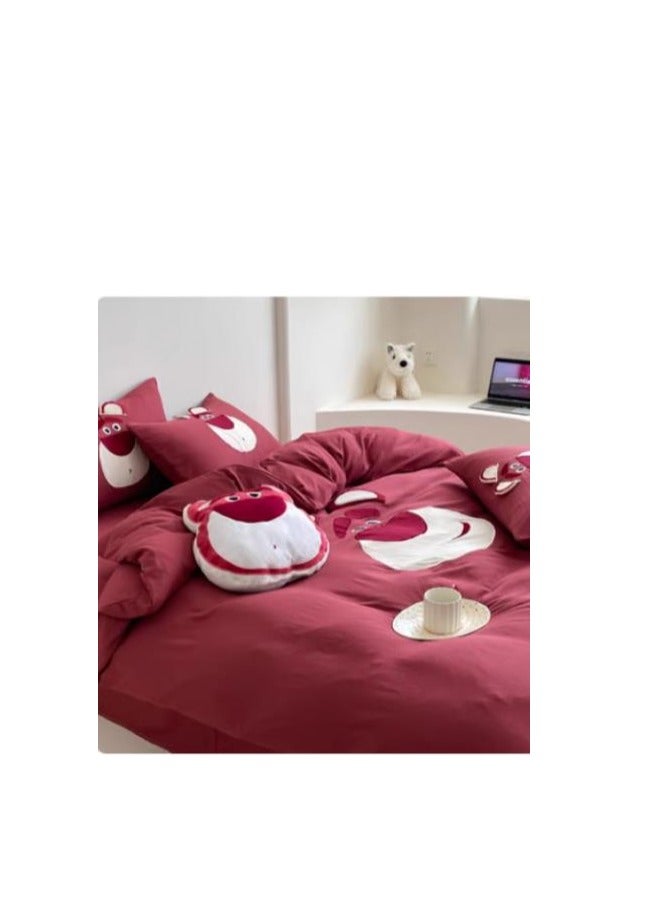 Fitted Sheet Style — High End Cartoon Pattern Washed Cotton Bedding Four Piece Set - Image 4