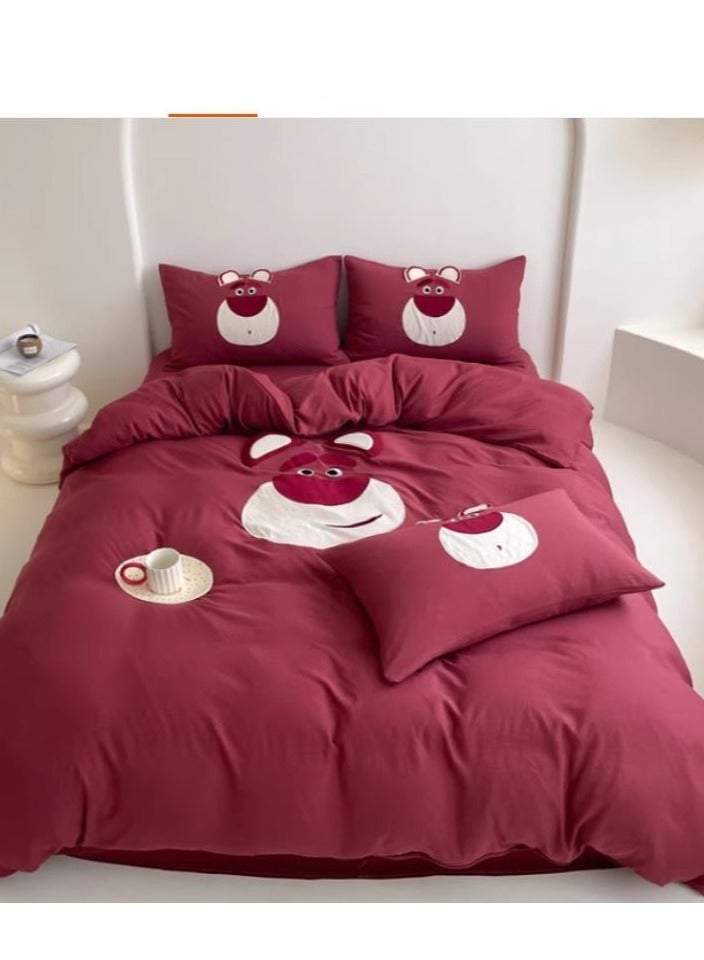 Fitted Sheet Style — High End Cartoon Pattern Washed Cotton Bedding Four Piece Set - Image 2