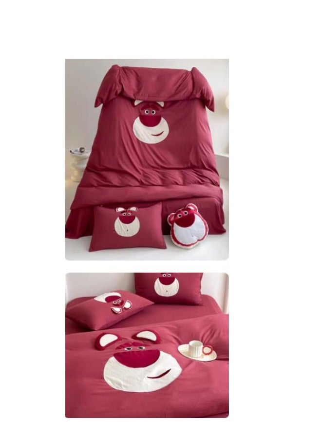 Fitted Sheet Style — High End Cartoon Pattern Washed Cotton Bedding Four Piece Set - Image 3